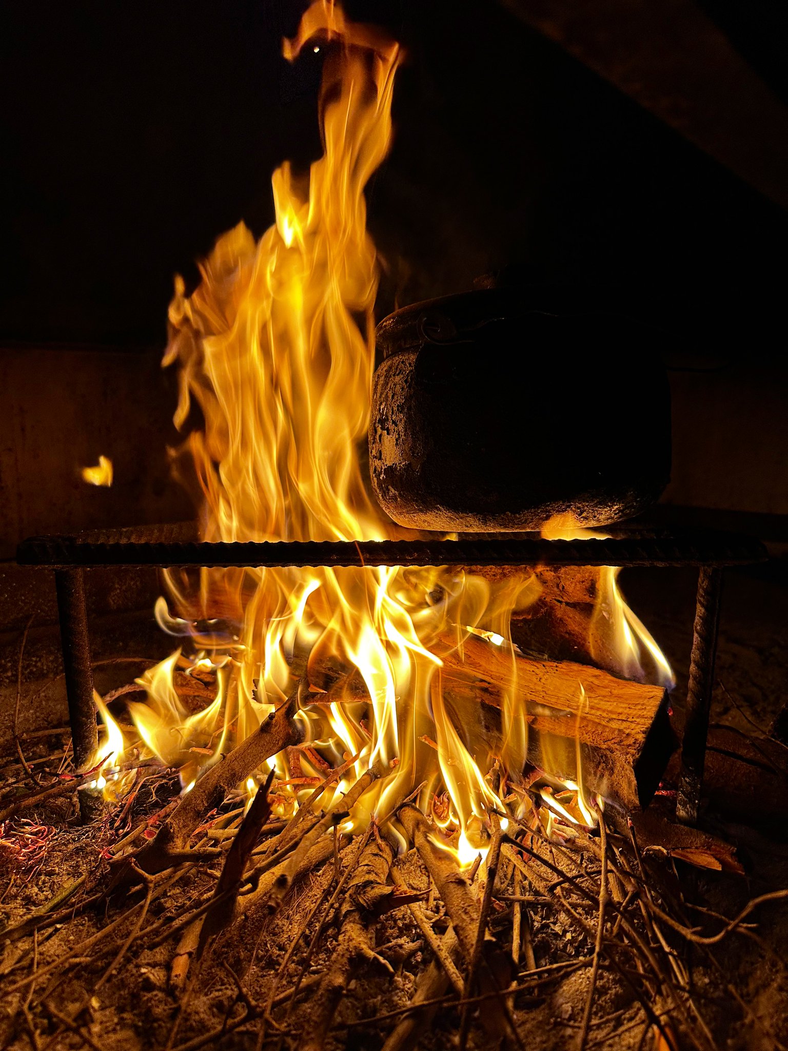 Making Tea on Wood Fire Due to Cooking Gas Shortage in Gaza