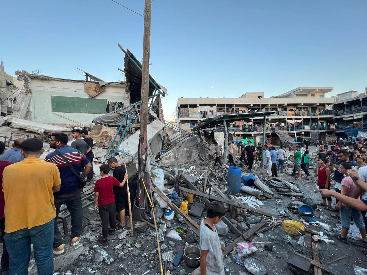 Israeli bombing aftermath at Al-Falah School in Gaza City
