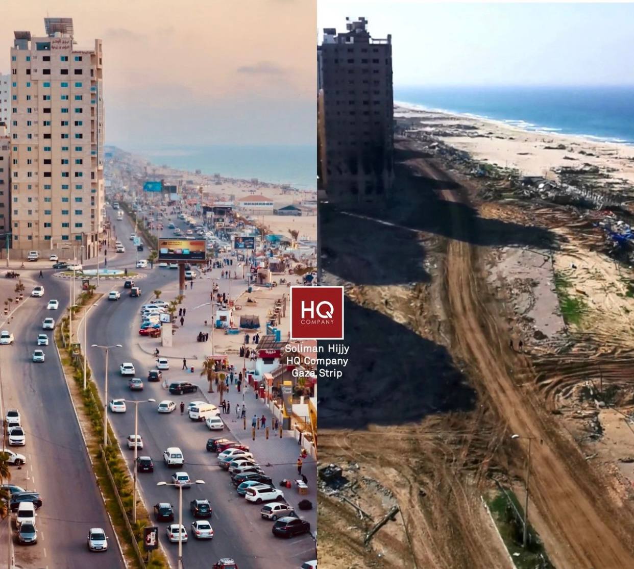 Al-Rashid Street Gaza City Before After Israeli Ground Invasion
