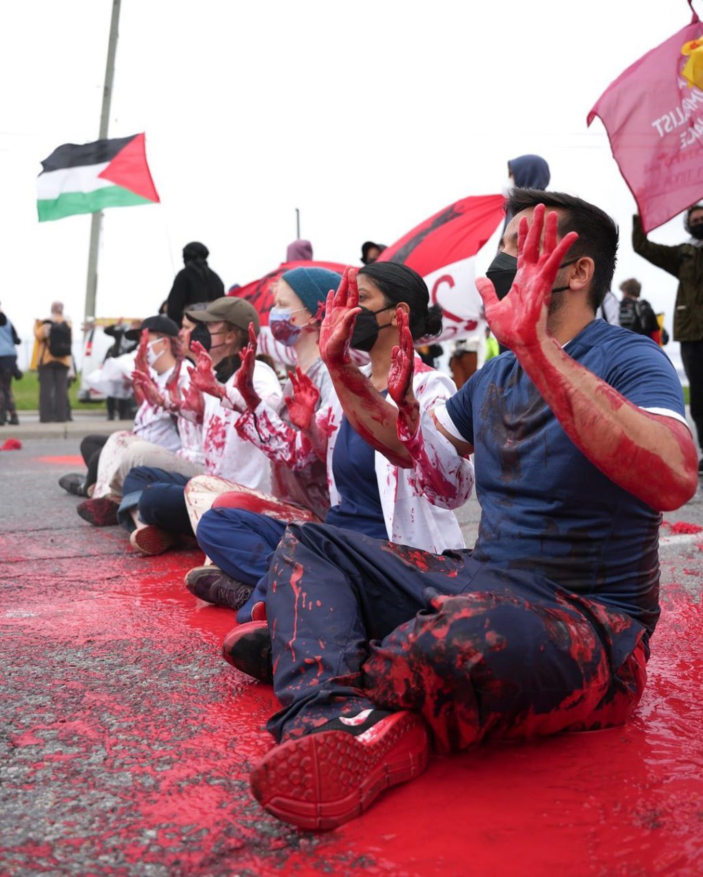 Pro-Palestine Activists Protest CANSEC Military Exhibition in Canada