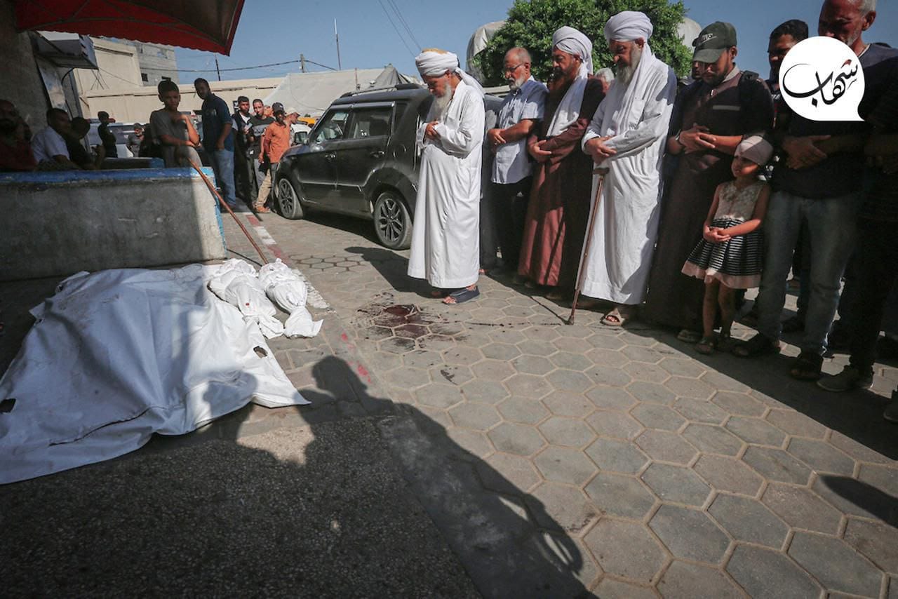 Palestinians perform funeral prayers for victims at Al-Aqsa Hospital