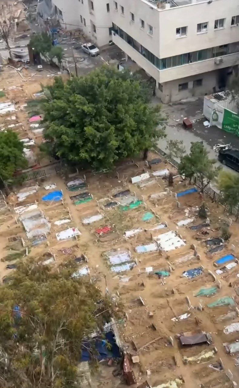 Al-Shifa Medical Complex Yard Becomes Cemetery