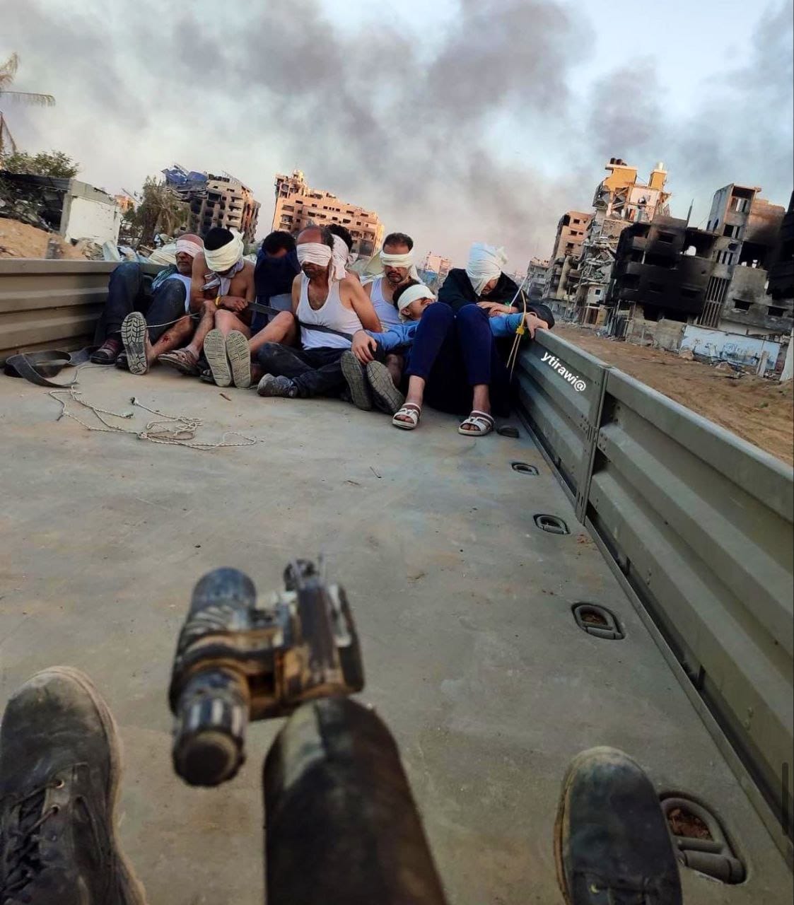 Palestinians detained by Israeli forces in Gaza City