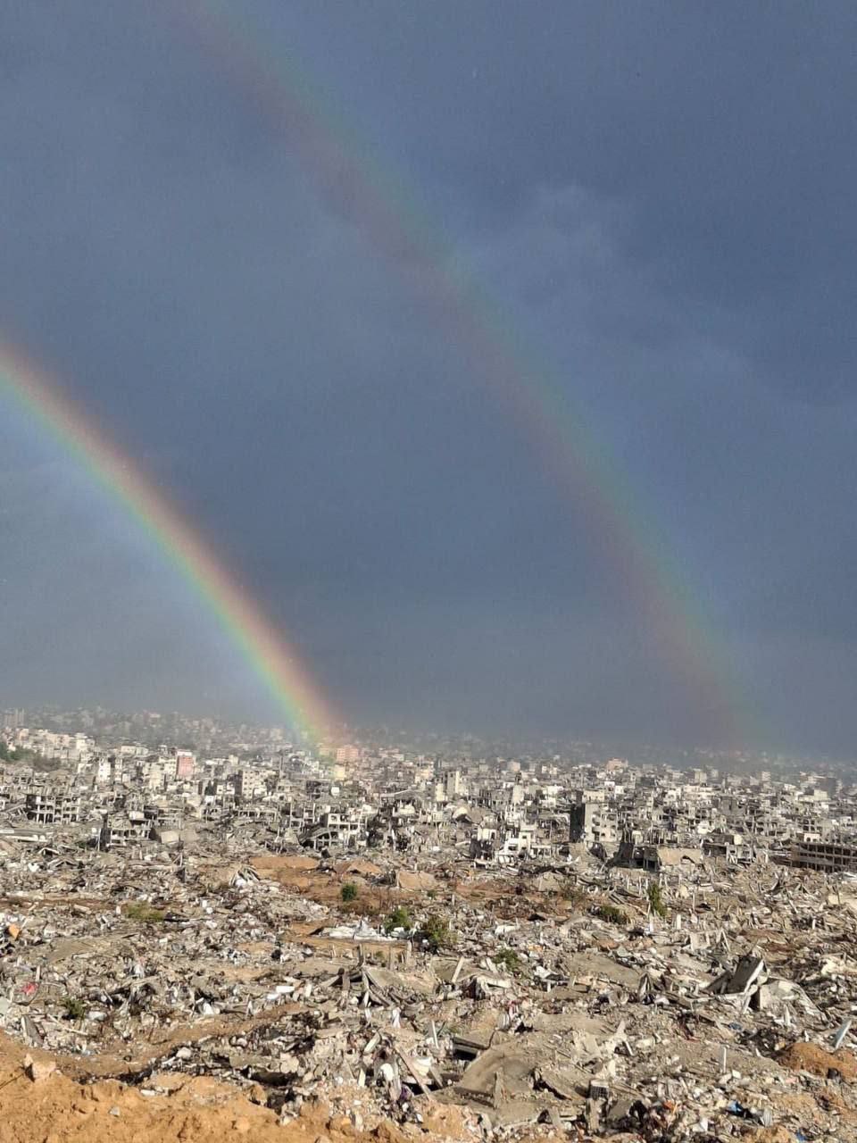 Rainbow Over Gaza’s Ruins: Hope Amid Devastation