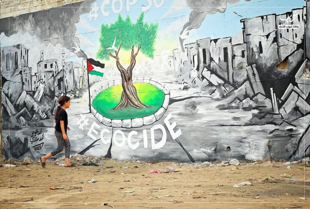Palestinian Artists Paint Olive Tree Mural Symbolizing Gaza Resilience