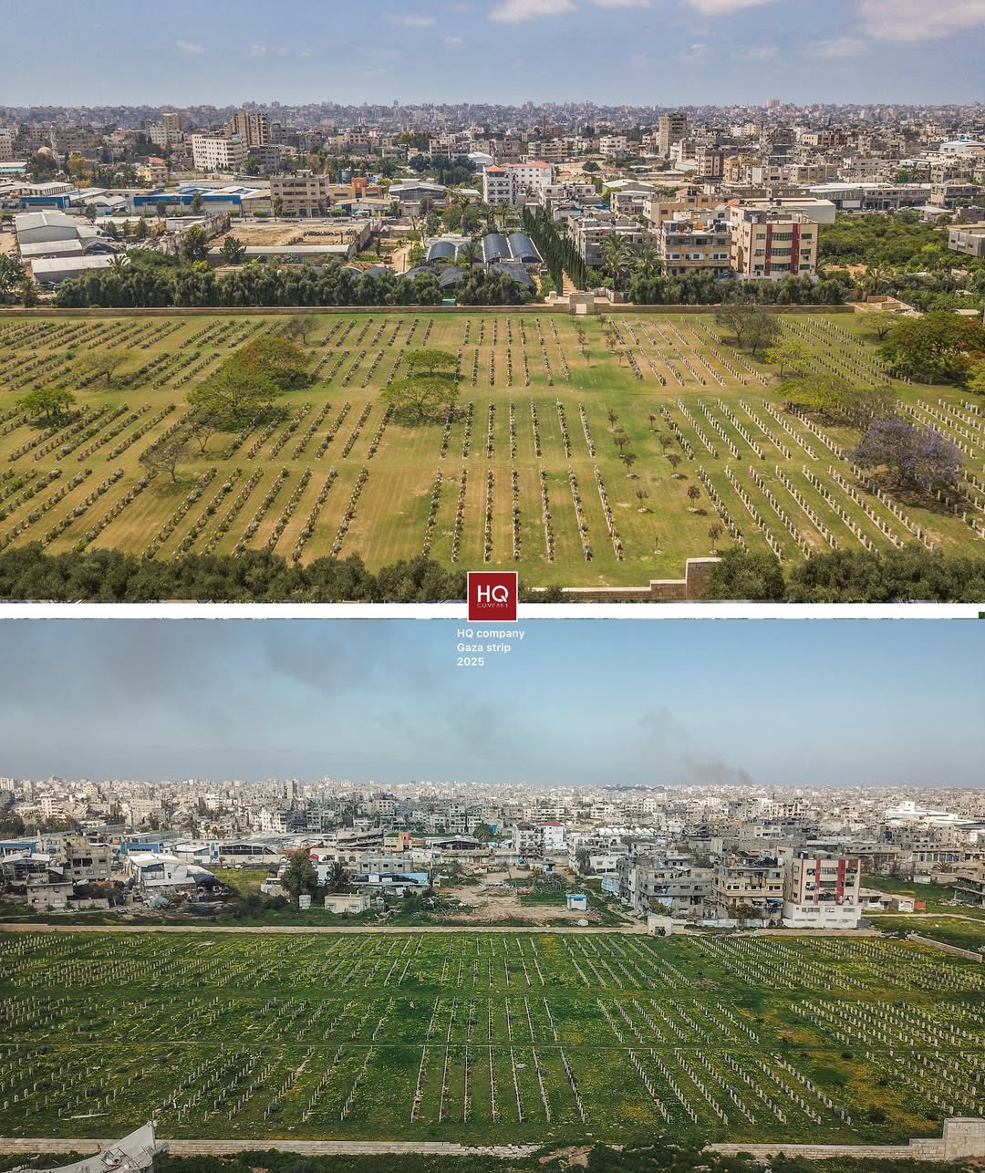 Aerial view reveals English Cemetery destruction in Gaza City