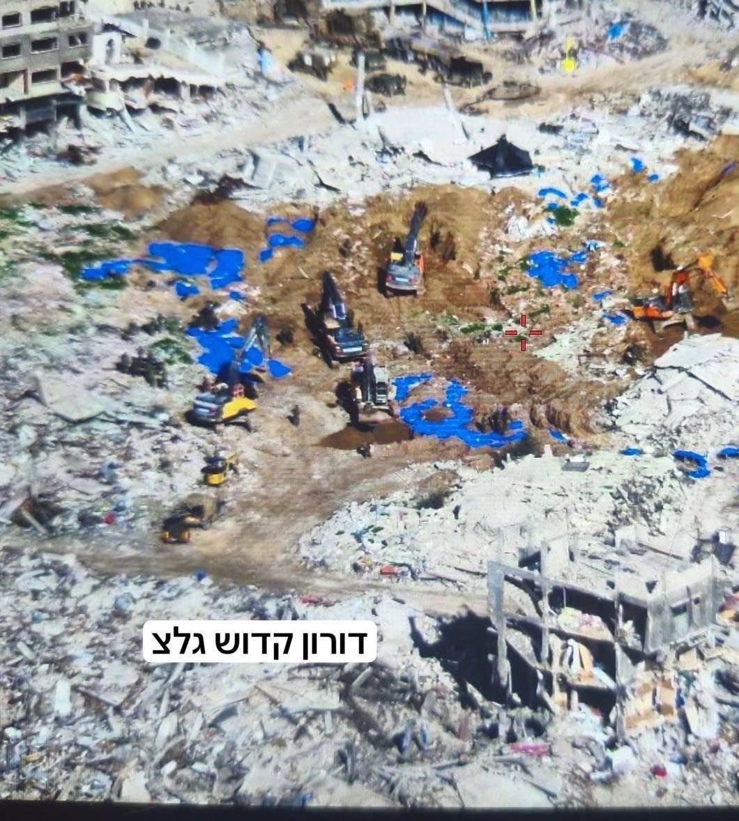 Israeli bulldozers exhuming Palestinian graves in Gaza search operation