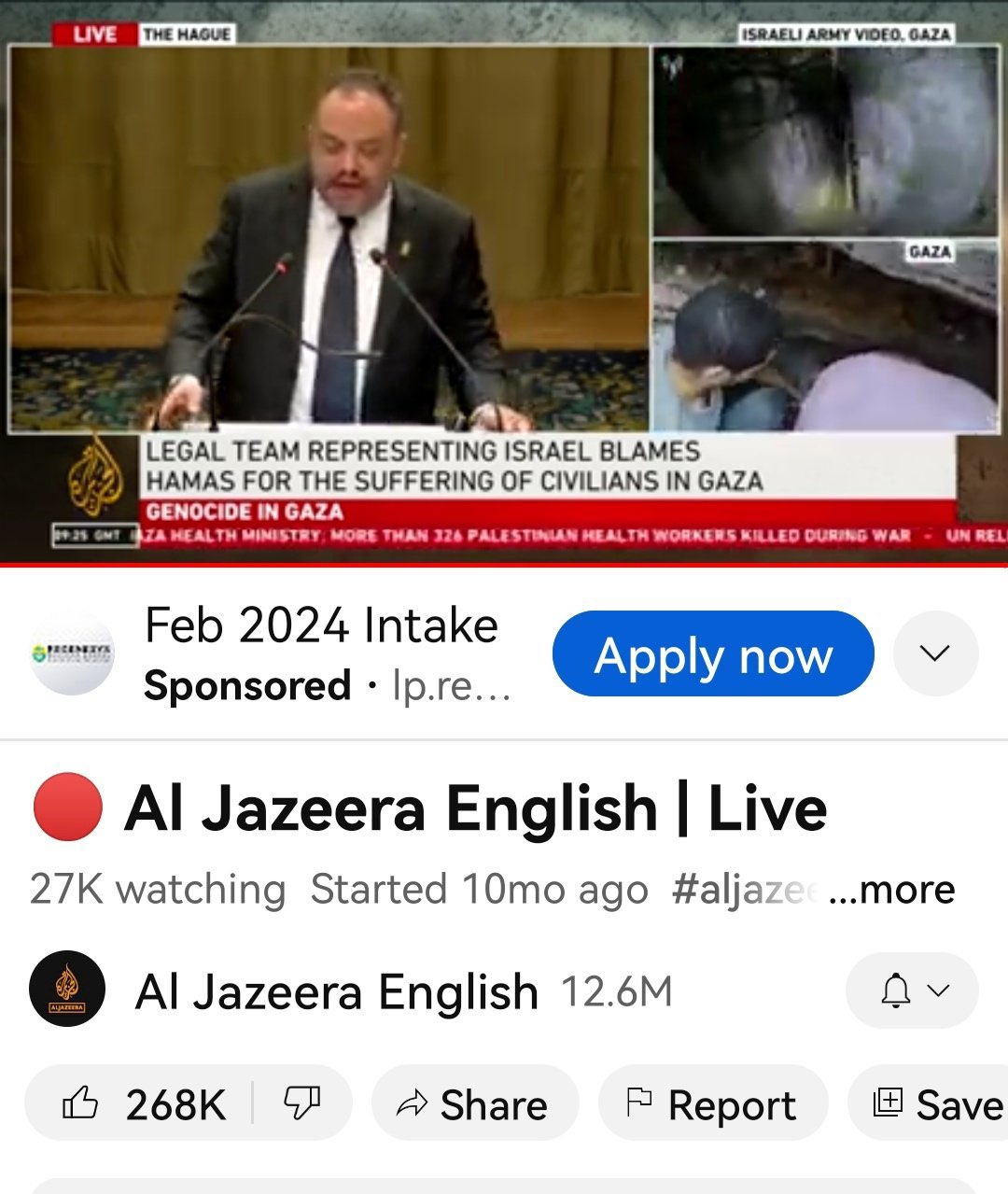 Al Jazeera shows Gaza attack footage during Israel’s ICJ defense