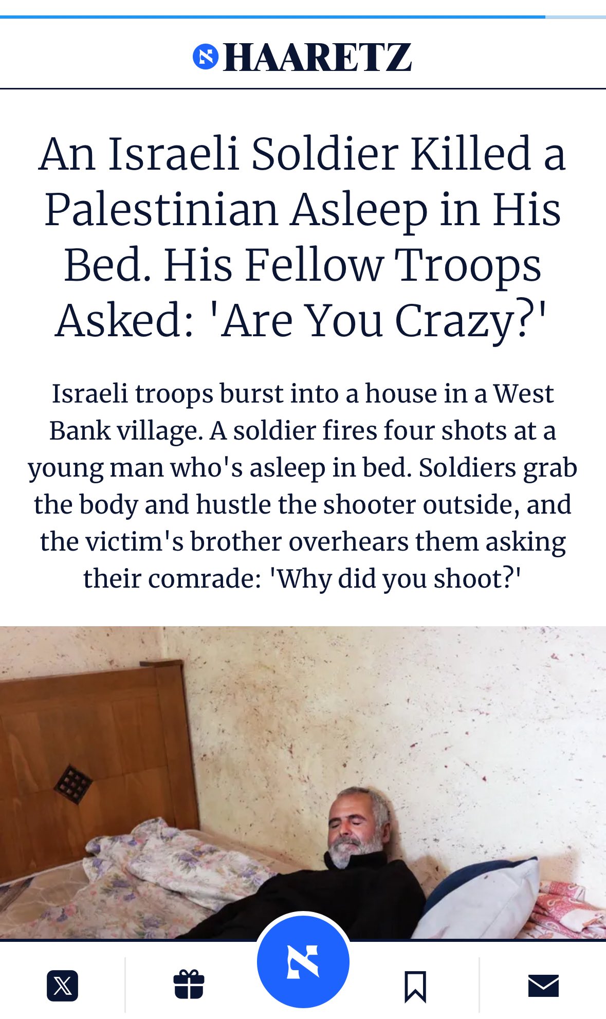 IDFSoldier Kills Sleeping Palestinian; Troops Question Actions