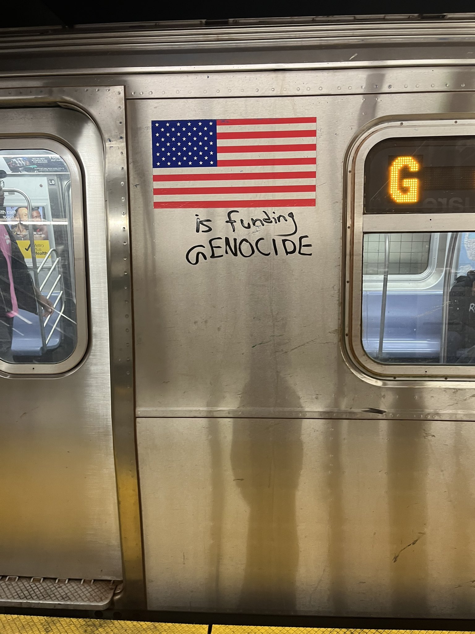 NYC Subway Message References Gaza Genocide Hashtag