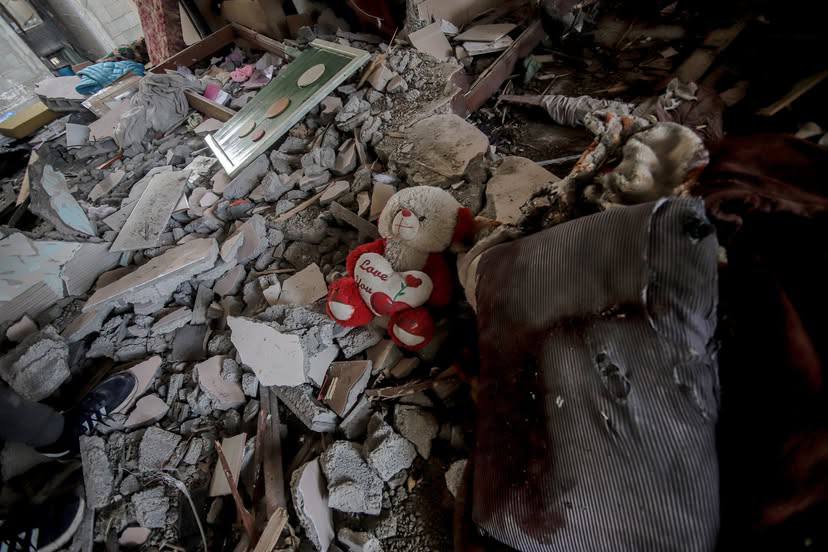 Palestinian Child’s Dolls Among Gaza Rubble After Strike