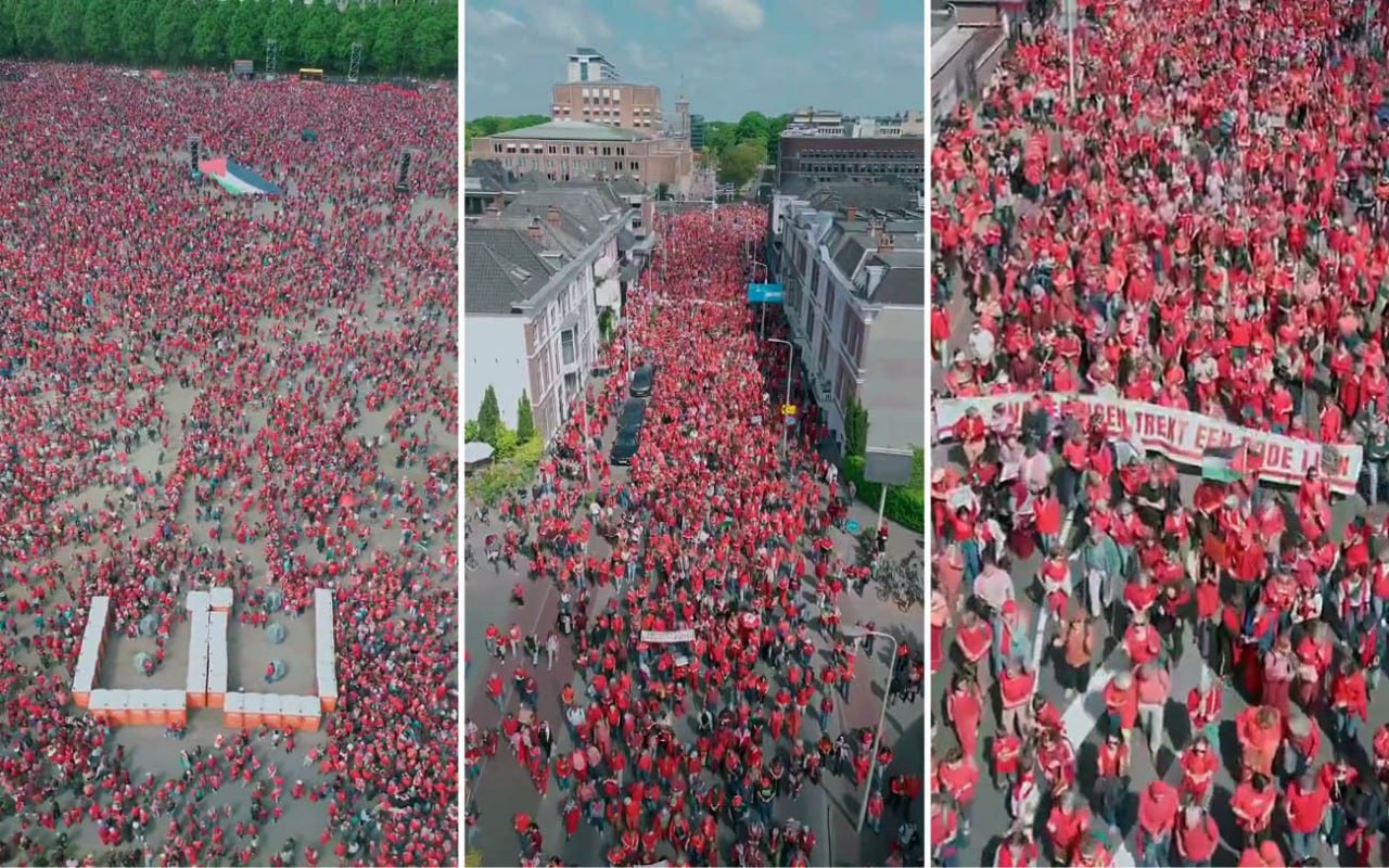 100,000 Protesters March in The Hague for Gaza Freedom