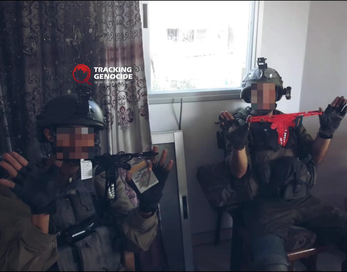 Israeli soldiers displaying Palestinian women’s underwear in Gaza raids