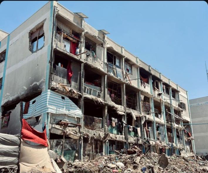 Palestinian Civilians Struggle Amid School Ruins From Airstrikes
