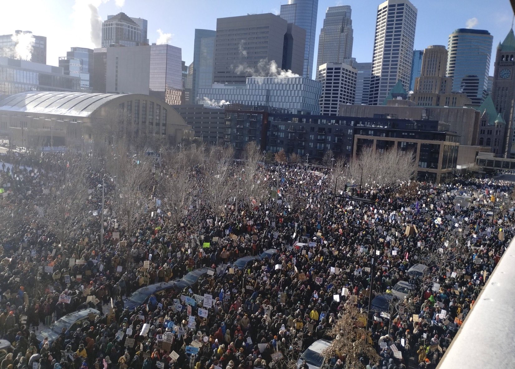 Minnesota Freezing Cold March Against ICE Immigration
