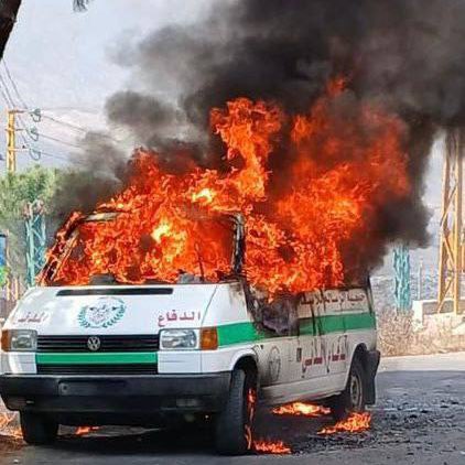 Israeli bombardment hits Lebanese Civil Defense rescue vehicle