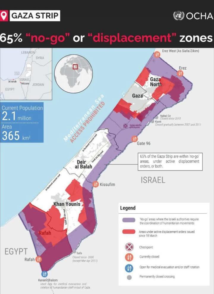 65% of Gaza Strip designated as no-go or displacement zones