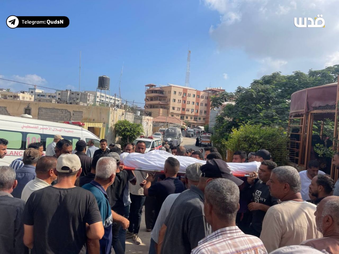 Palestinians perform funeral prayers for victims of Israeli occupation in Khan Younis