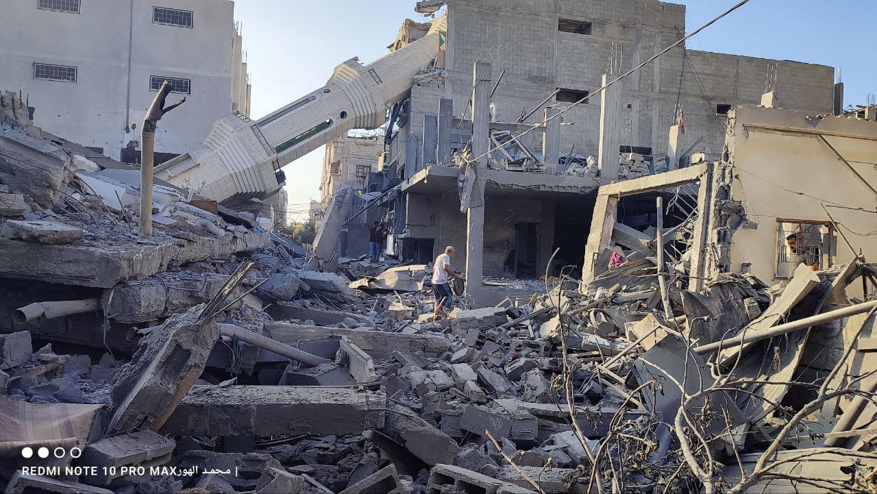 Massive destruction at Abdullah Azzam Mosque in Nuseirat camp