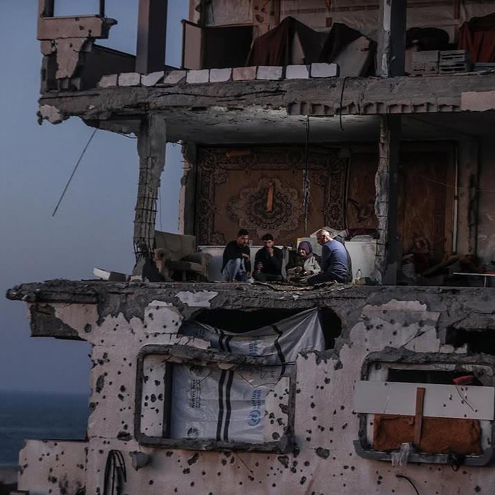 Palestinian Family Breaks Fast on House Rubble in Gaza