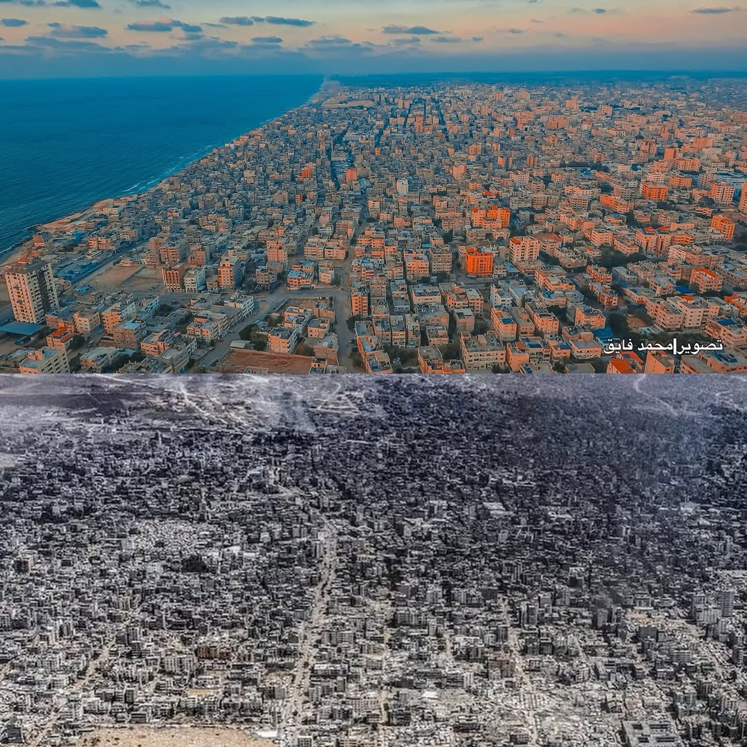 Aerial imagery documents destruction in Gaza City after Israeli assault