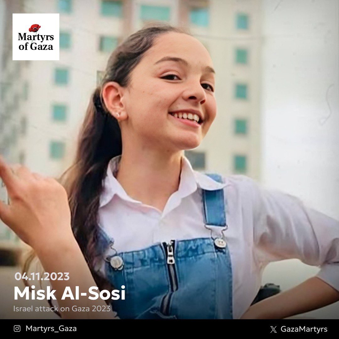 Misk Al-Sosi, 15-year-old Gaza resident, shares dreams and aspirations