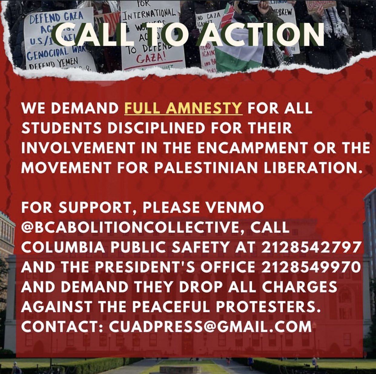 Columbia Students Arrested and Suspended for Gaza Solidarity Encampment