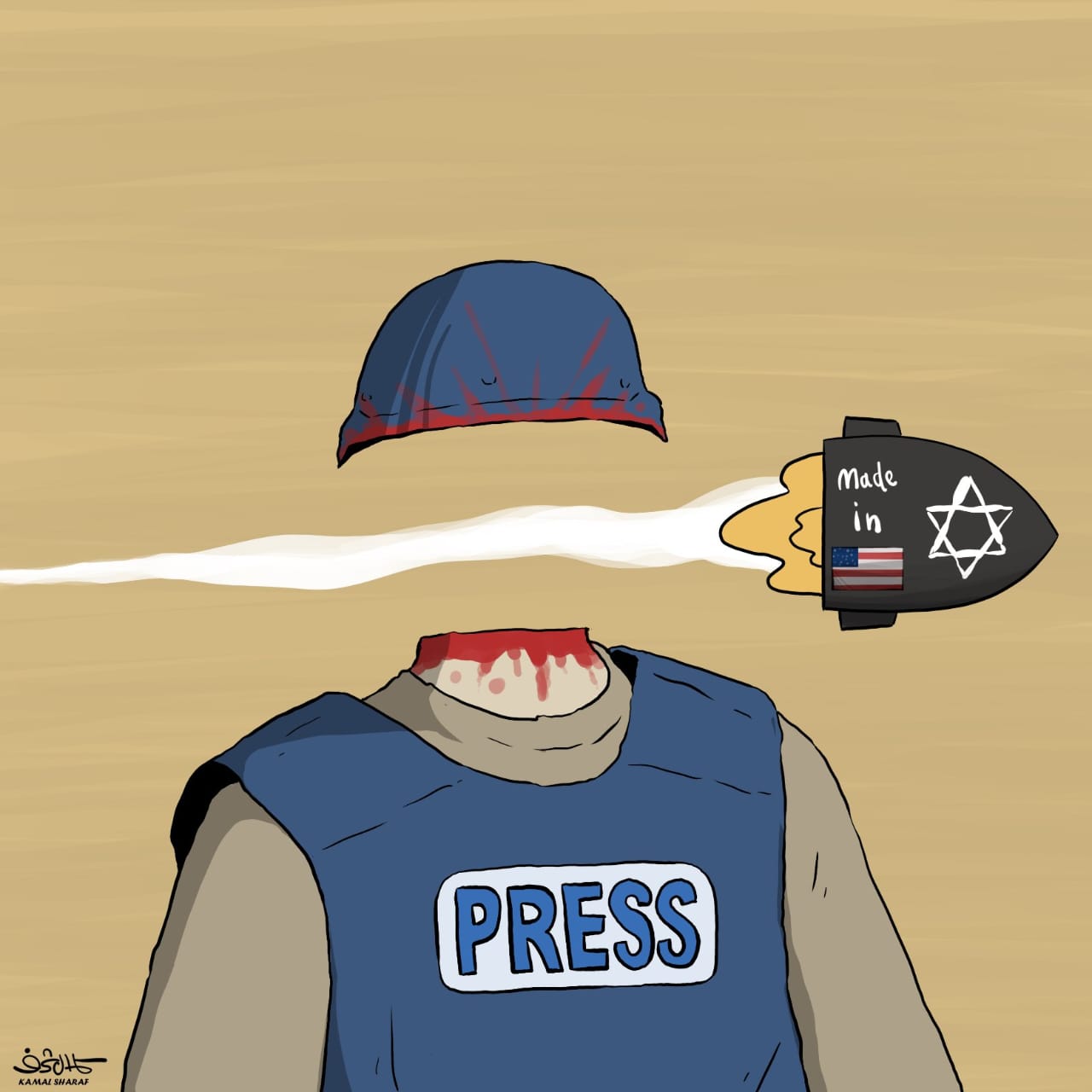 Cartoon Highlights Dangers Faced by Journalists in Gaza
