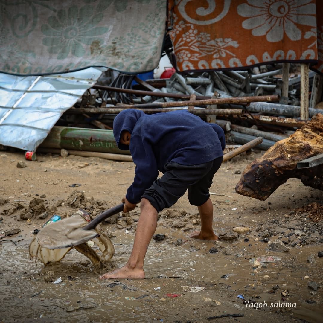 Suffering of Gaza’s children under harsh winter cold in tents