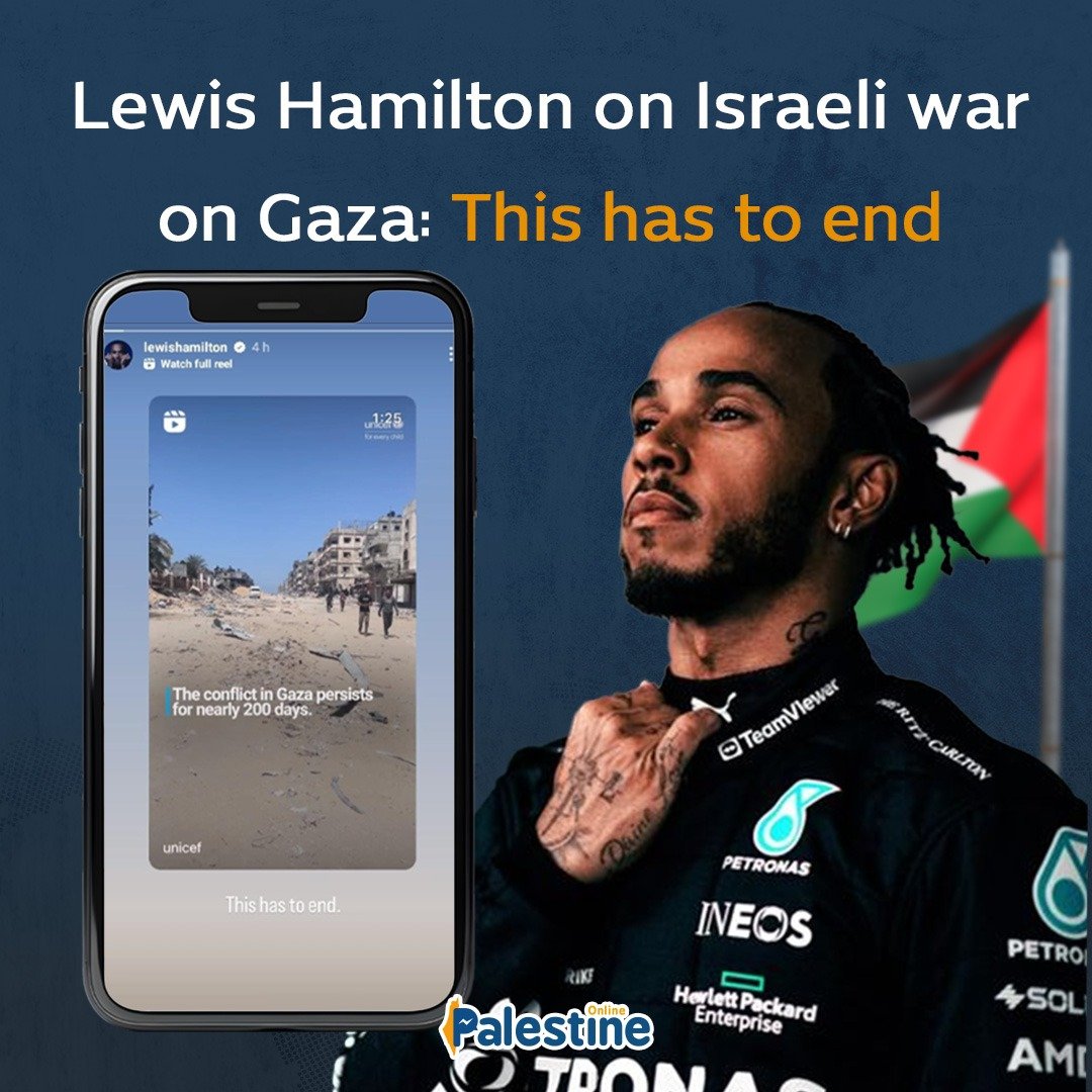 Lewis Hamilton Shares Post on Gaza Suffering and Calls for End to War