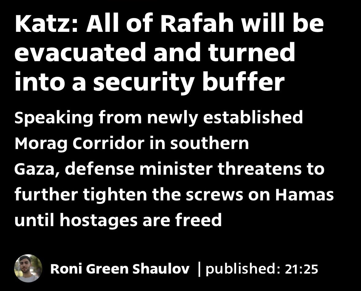 Israeli War Minister Confirms Rafah Reoccupation Plan