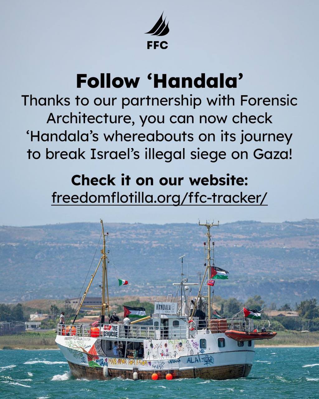 Freedom Flotilla Coalition Equips Handala with Advanced Tracking System