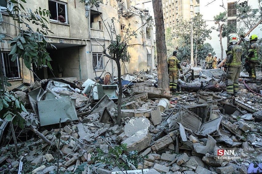 Destruction from Airstrikes in Tehran, Iran