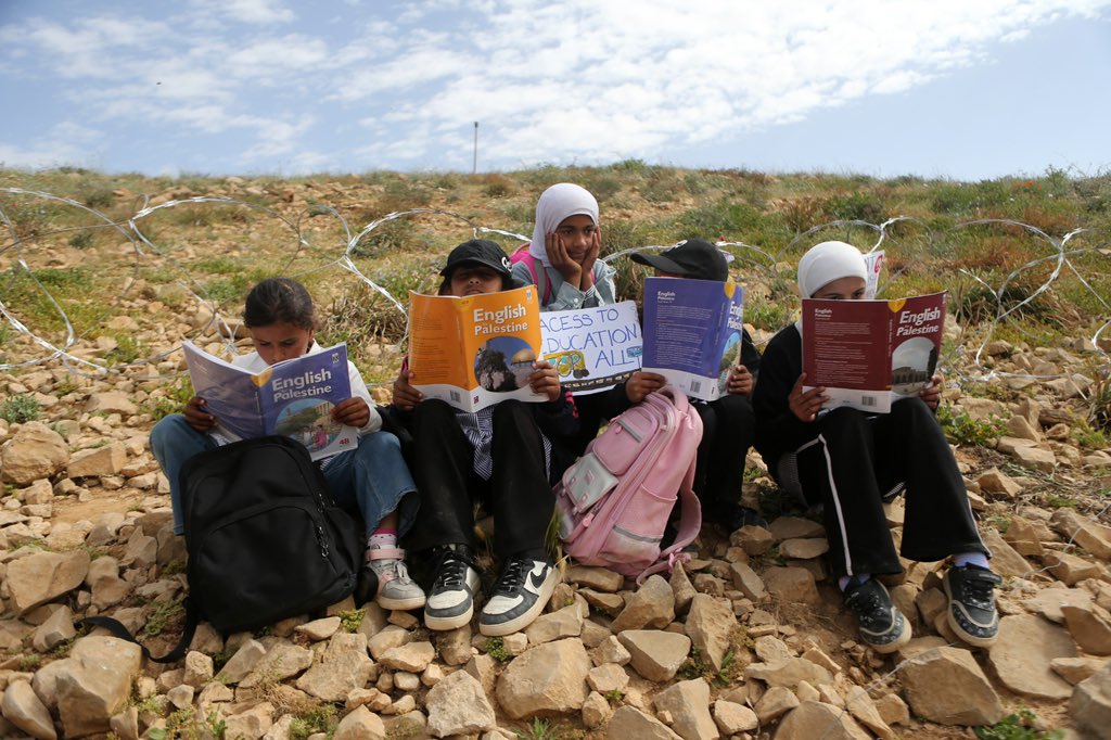 Palestinian boys protest settler ban on school access