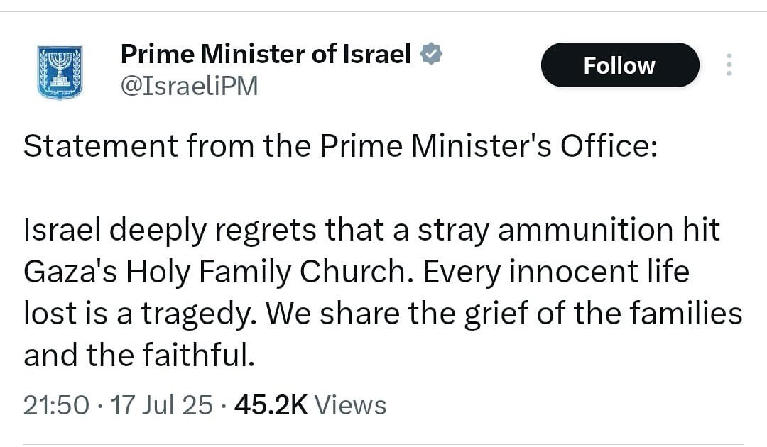 Israel Claims Stray Ammunition Hit Gaza Church Amid Broader Destruction