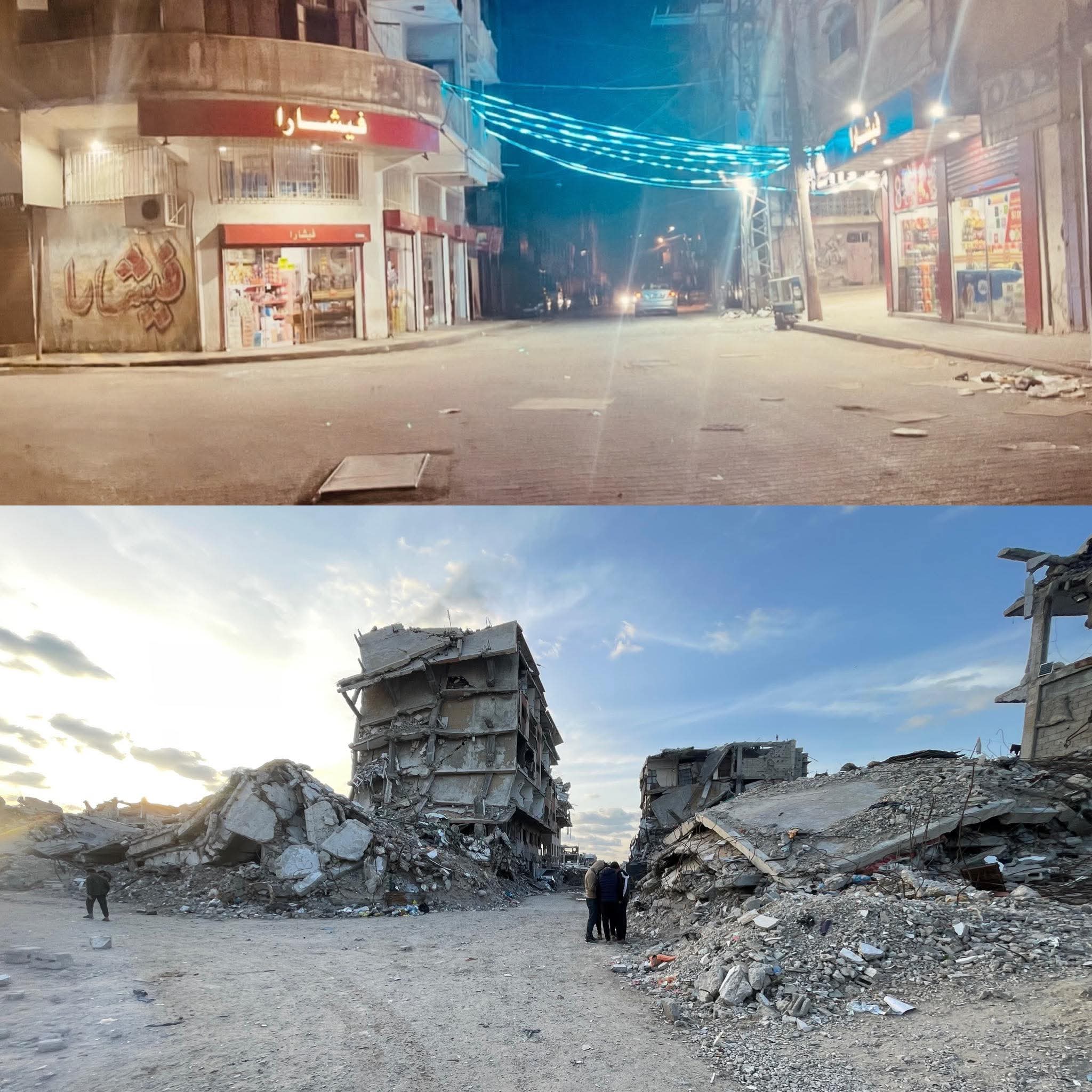 Jabalia refugee camp destruction: before and after war