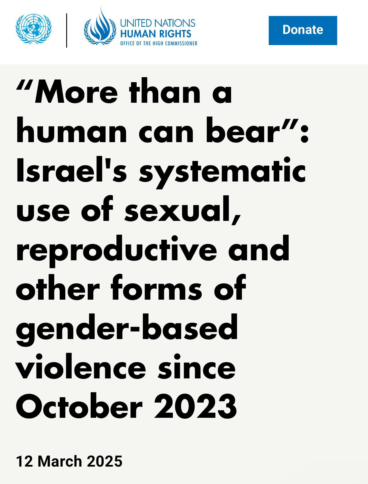 UN Commission Reports Israel Sexual Violence Against Palestinians
