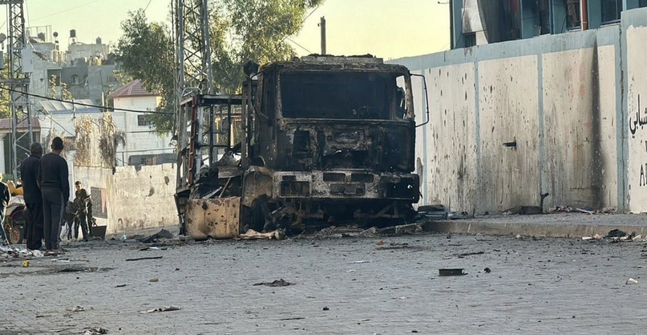 Israeli airstrike hits civil defense vehicle in Beit Lahya Gaza