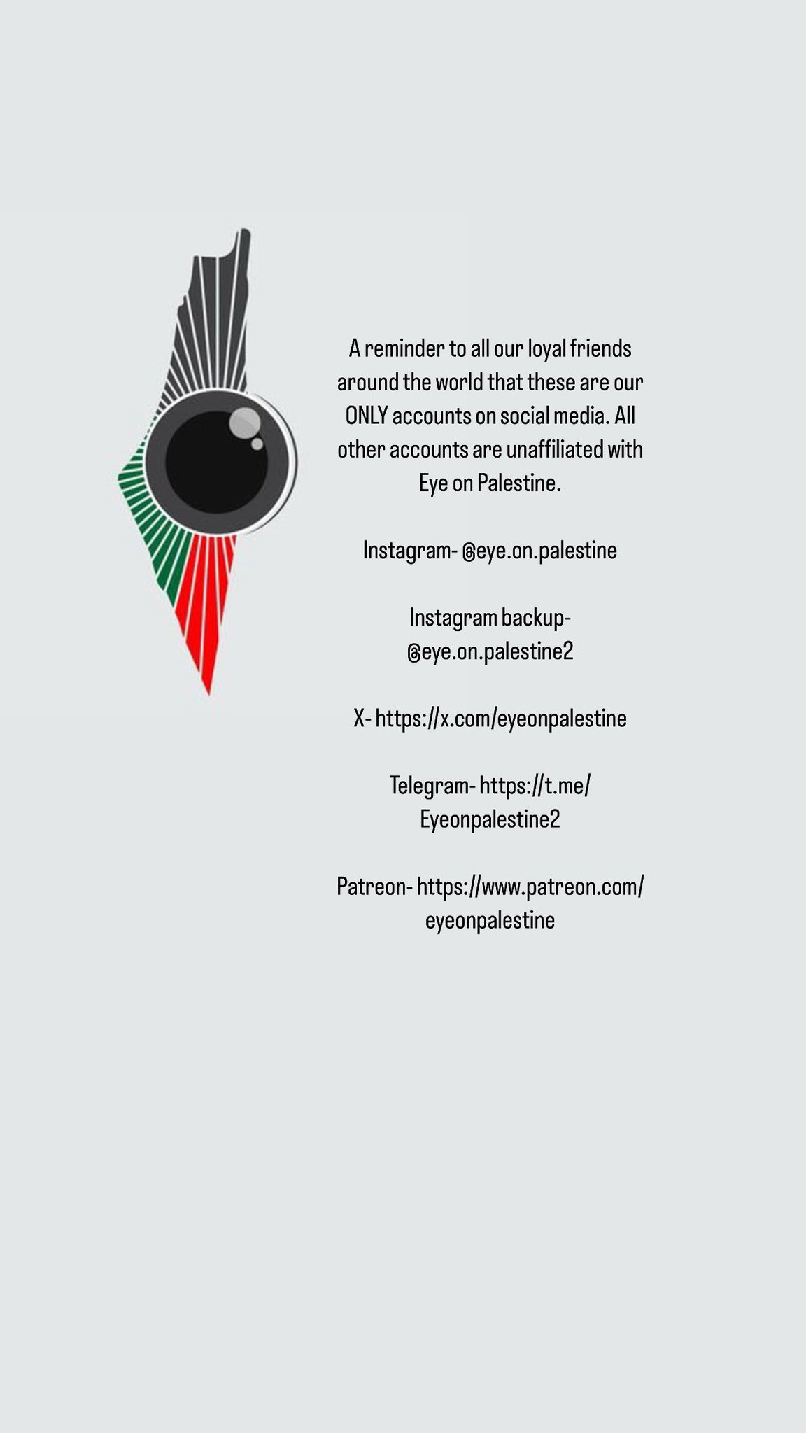 Official Eye on Palestine Social Media Accounts Verification