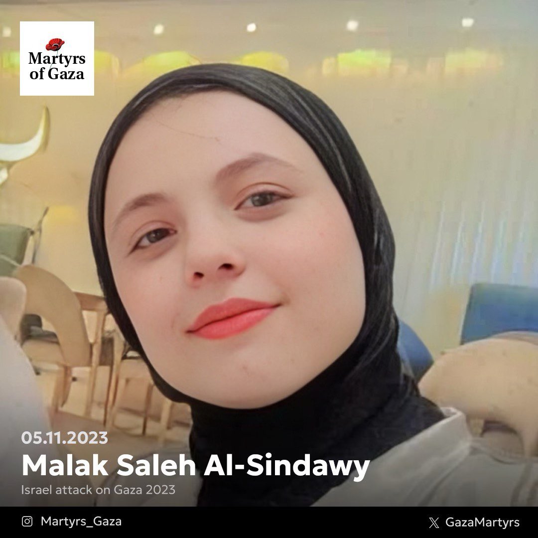 Malak Saleh Al-Sindawy: Gaza nursing student, age 17