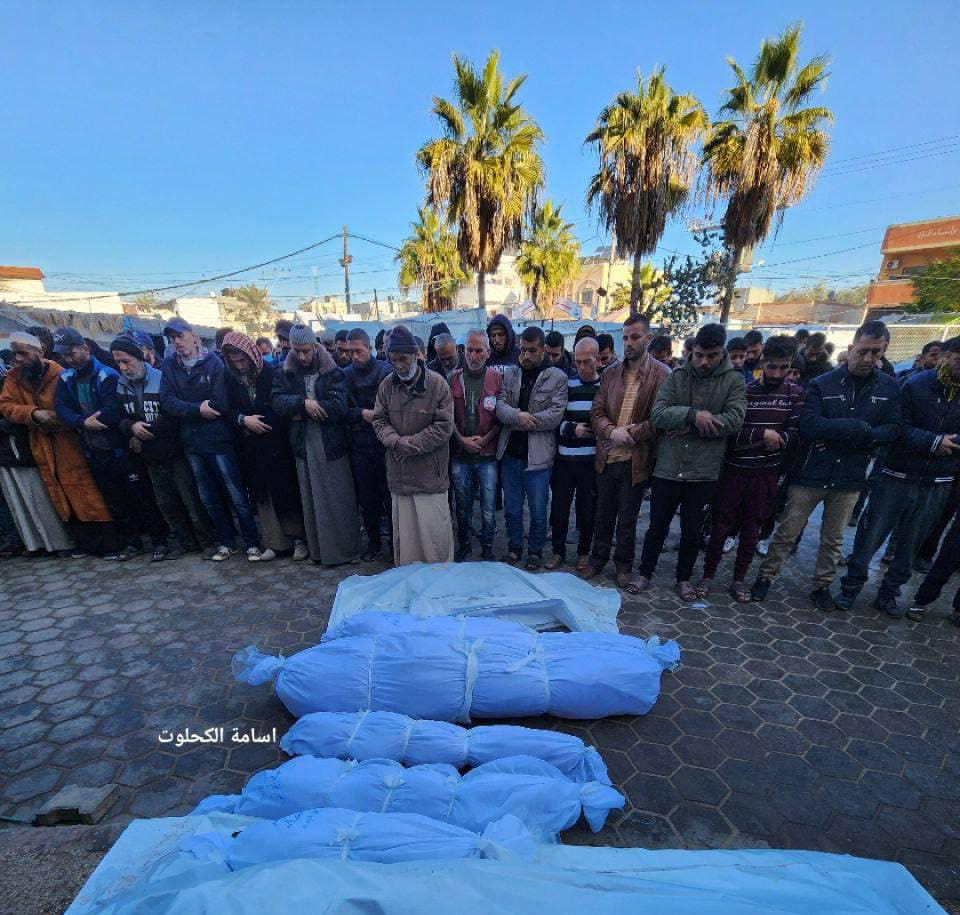 Palestinians perform funeral prayer for Gaza civilians killed
