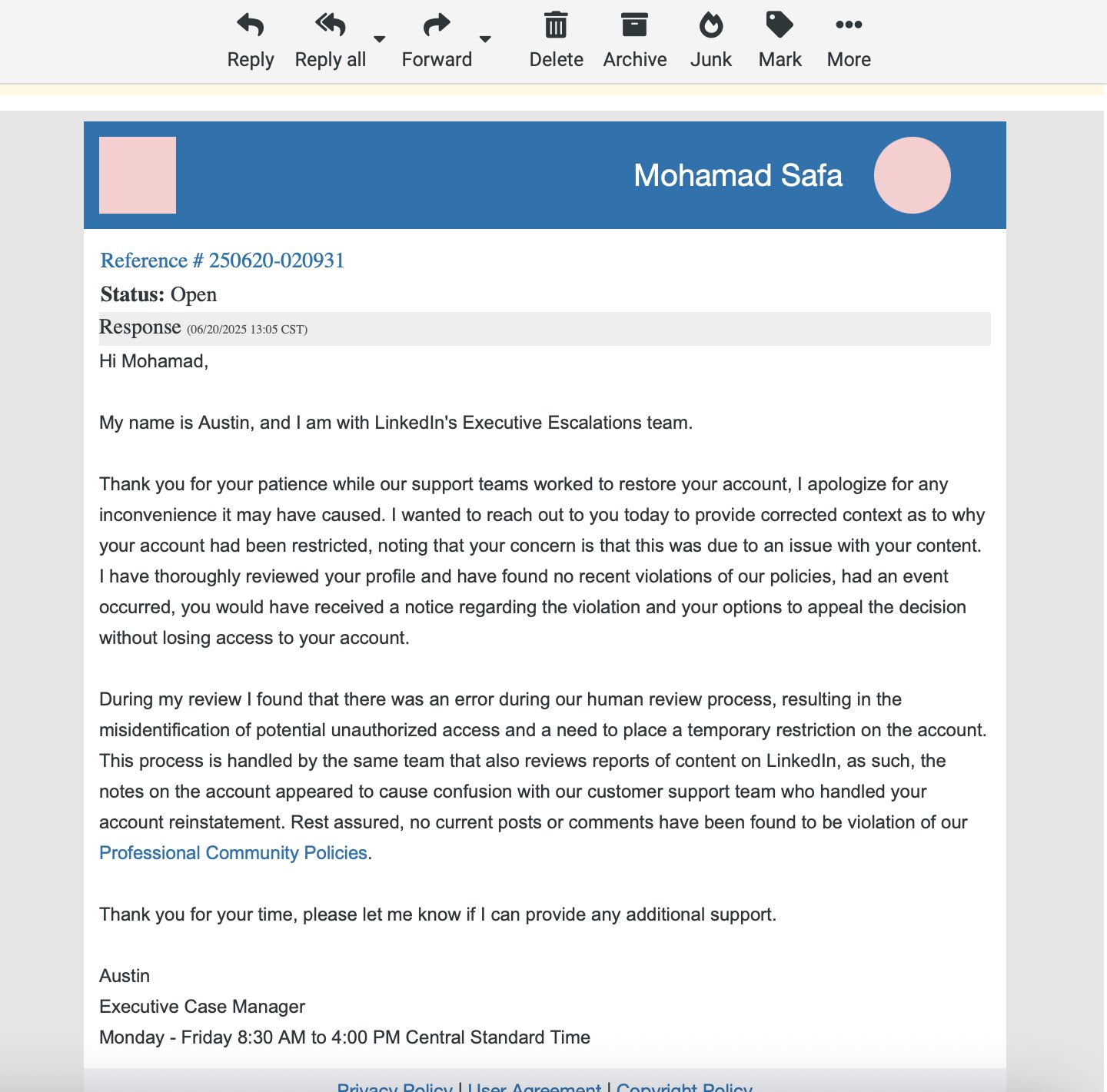 LinkedIn Account Suspended for Unauthorized Access Claim