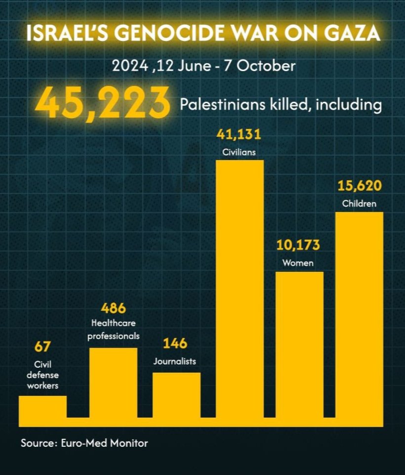Over 45,200 Palestinians Killed Since October 7 Aggression
