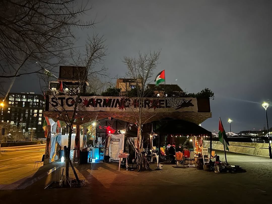 Palestinian activists demand end to Israeli arms supplies at London embassy