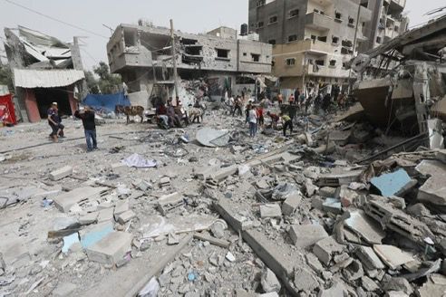Palestinian Inspection of Israeli Invasion Destruction in Gaza