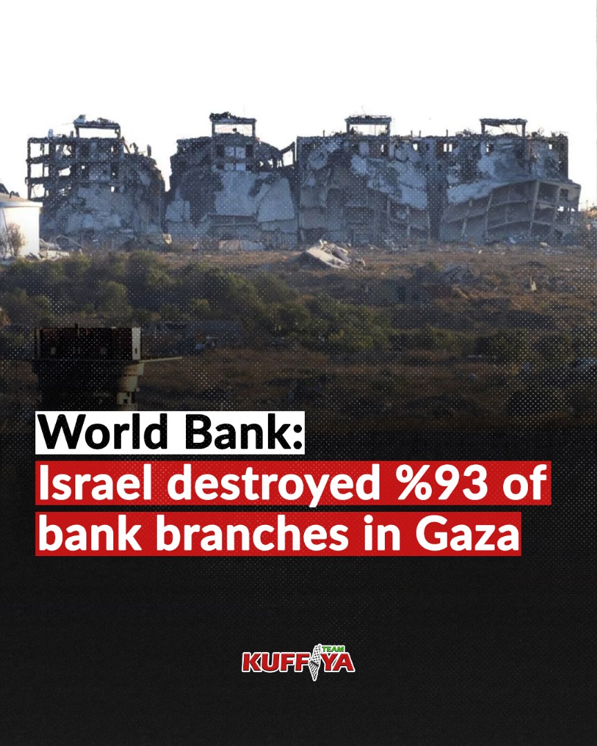 World Bank: 93% of Gaza Bank Branches Destroyed
