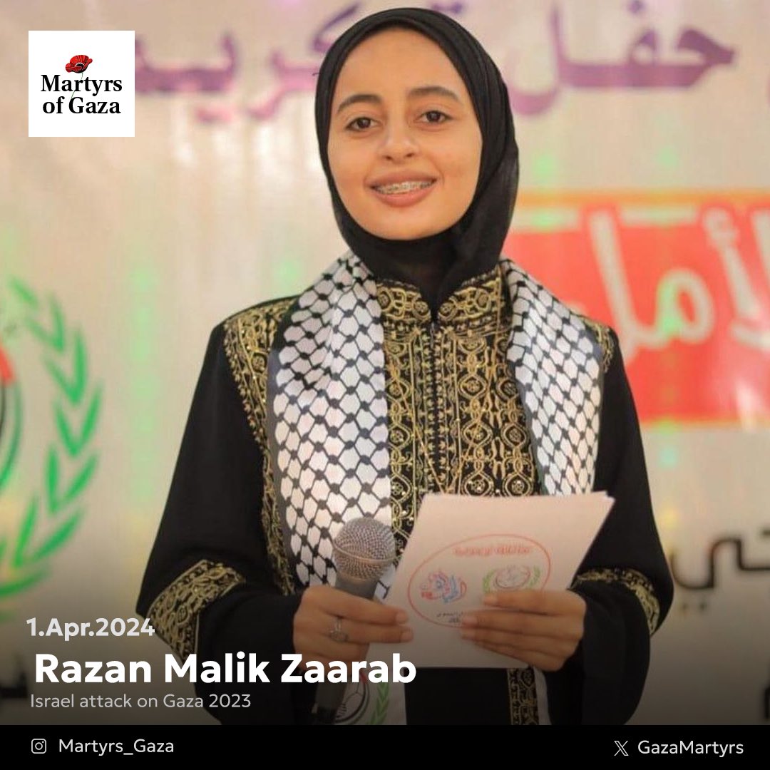 Razan Malik Zaarab, 19-year-old nursing student killed in Gaza