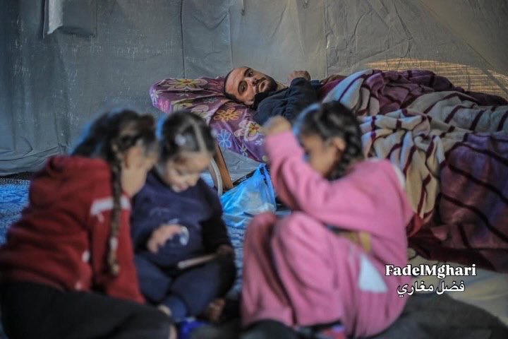 Palestinian Father Quadriplegic from Shrapnel, Living in Tent