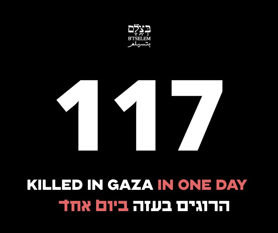 Israeli military kills 117 in Gaza, including aid workers