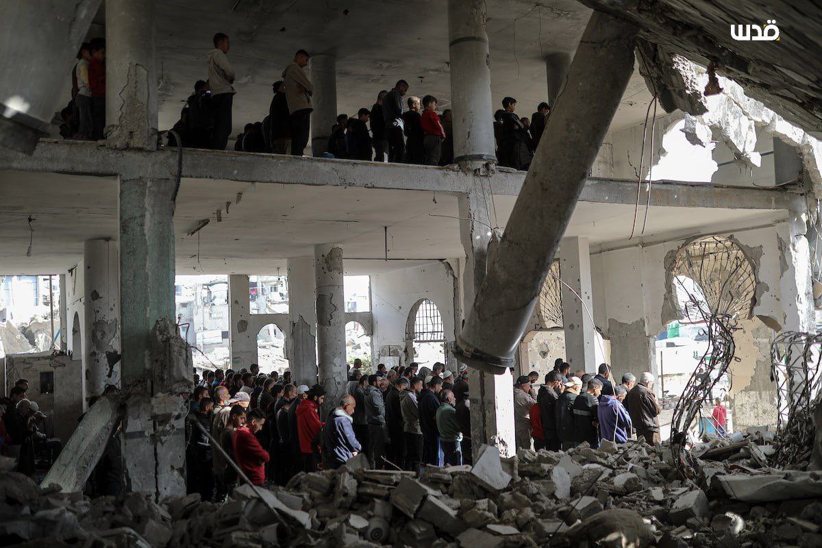 Friday prayers held amid destroyed Gaza mosque rubble